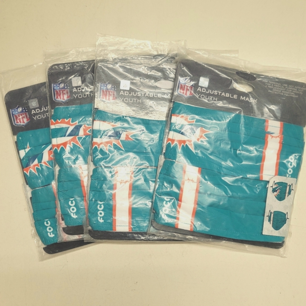 New Miami DolphinsNFL Youth Adjustable Face Masks Lot Of 4